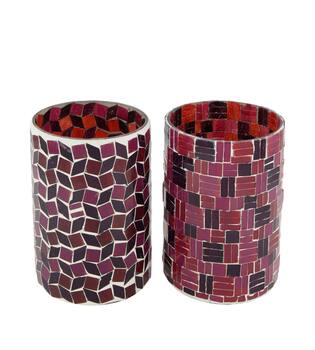 Tealight holder round glass 11x11x15cm A2 - Pink