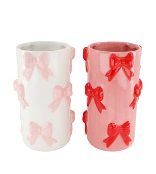 Vase ribbon ceramic 15.2x15.2x26cm C2 - Multi