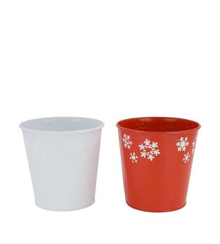 Bucket snowflake metal 13x13x13cm C/2