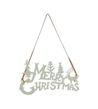 Hanger merry christmas metal 33x20x0.8cm - Cream