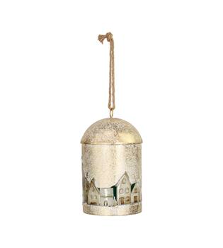 Bell houses metal with hanger 15.5x15.5x25.5cm - Multi