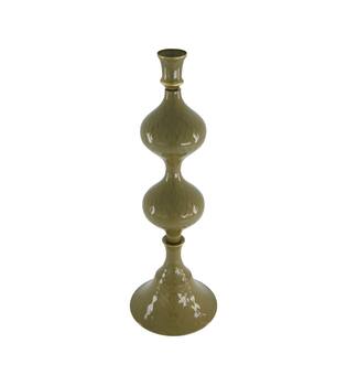 Dinnercandle holder metal 12.5x12.5x36.5cm - Green