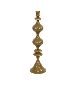 Dinnercandle holder metal 12.5x12.5x44.5cm - Green