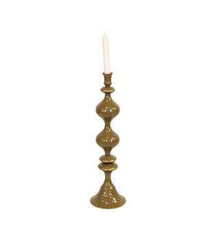 Dinnercandle holder metal 12.5x12.5x44.5cm - Green