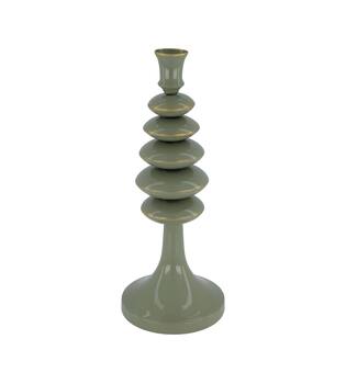 Dinnercandle holder metal 12x12x30cm - Green