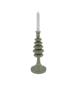 Dinnercandle holder metal 12x12x30cm - Green