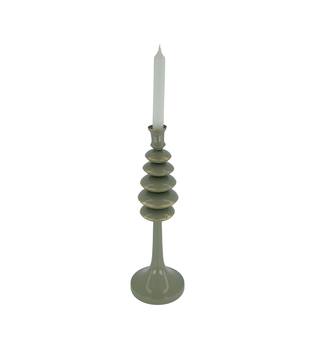 Dinnercandle holder metal 12x12x36.5cm - Green