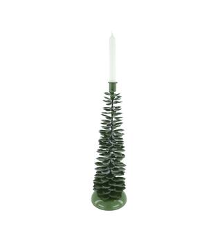 Dinnercandle holder tree metal 14x14x44cm - Green