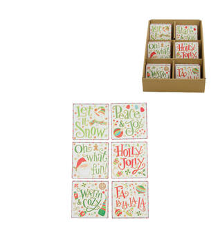 Dekorative Fliesen Weihnachten Keramik quadratisch mit Magnet 11x11x1cm gemischt 6 varianten