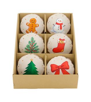 Decorative tile round christmas ceramic with magnet 11x11x0.7cm A6 - Multi