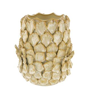 Vase leaf ceramic 19x19x23cm - Cream