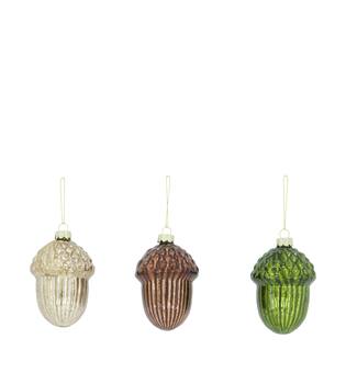 Bauble acorn glass with hanger 8x8x10cm C3 - Green