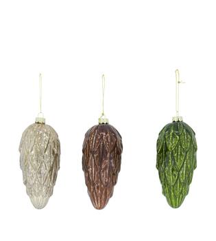Bauble artichoke glass with hanger 7x7x16cm C3 - Green