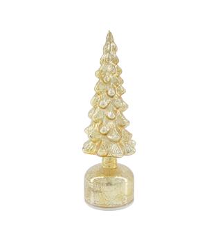 Statue tree rotatable with led glass 9x28cm Gold