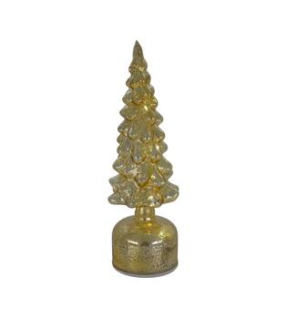 Statue tree rotatable with led glass 9x28cm Gold