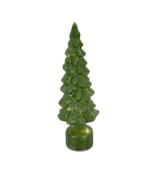 Statue tree rotatable with led glass 10x10x38cm - Green