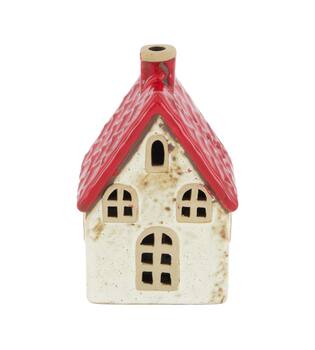 House with led ceramic 6.5x7x11.4cm - Red