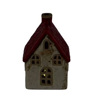 House with led ceramic 6.5x7x11.4cm - Red