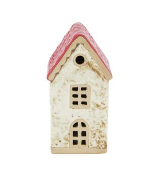 House with led ceramic 7.6x6.7x15cm - Red