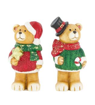  Figurine bear terracotta 6.8x5.7x14cm A2 - Multi