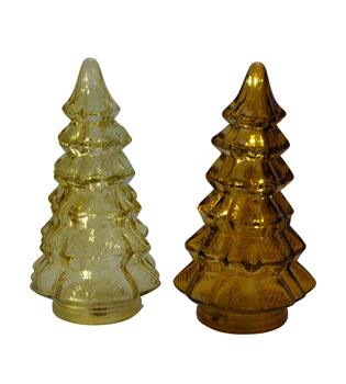 Statue tree with led glass 10.5x10.5x20cm C2 - Brown