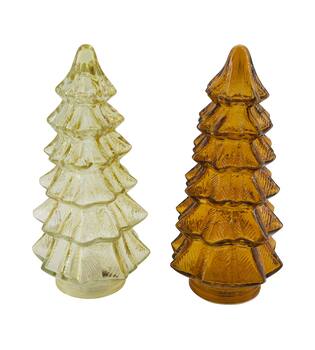 Statue tree with led glass 12x12x27cm C2 - Brown