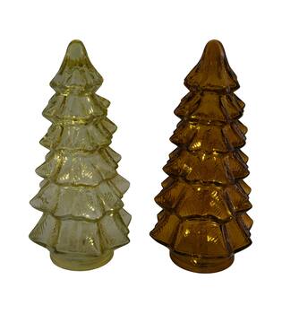 Statue tree with led glass 12x12x27cm C2 - Brown