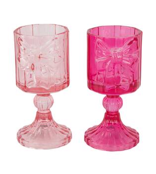 Tealight holder ribbon glass 8.5x8.5x16cm C/2