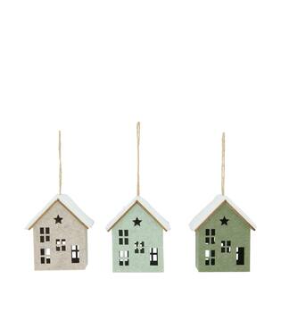 Hanger house felt with lights 8.5x6.5x10cm C3 - Green