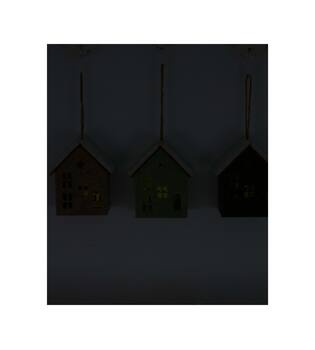 Hanger house felt with lights 8.5x6.5x10cm C3 - Green