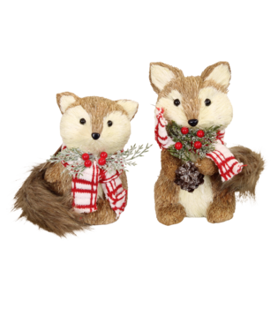 Figurine fox seagrass 17x14x17cm A2 - Brown