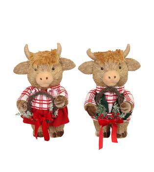 Figurine bull seagrass 28x18x42cm A2 - Brown