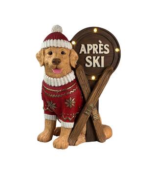 Figurine dog apres-ski magnesium with lights 32x24x45cm - Multi