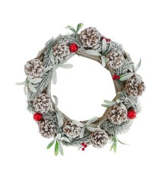 Wreath round mulberry wood with lights 38x38x12cm