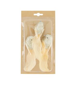 Bird fabric on clip 14x4x3cm 3pc