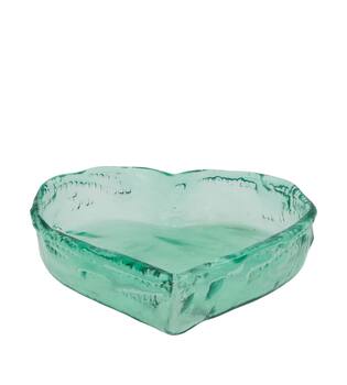 Bowl heart recycled glass 26x26x6cm - Transparent