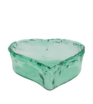 Bowl heart recycled glass 29x28x10cm - Transparent