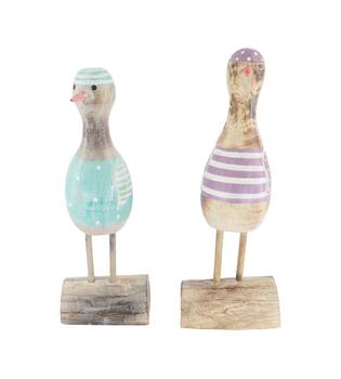 Figurine bird albizia wood 14.5x10x39cm A/2
