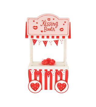 Figurine kissing booth pine wood 13.5x7.7x25cm - Red