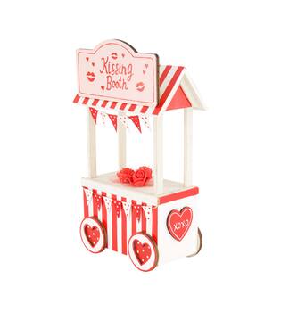 Figurine kissing booth pine wood 13.5x7.7x25cm - Red