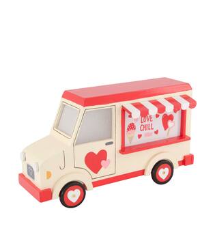 Figurine love truck pine wood 28x11x15cm - Red