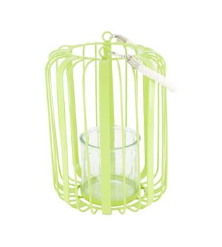 Lantern round metal with glass 18.5x19x26cm