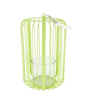 Lantern round metal with glass 19x19x32cm