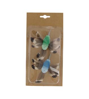 Bird fabric on clip 11x9x2cm 2pc