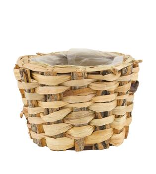 Planter rectangular bark with plastic 20x20x14cm