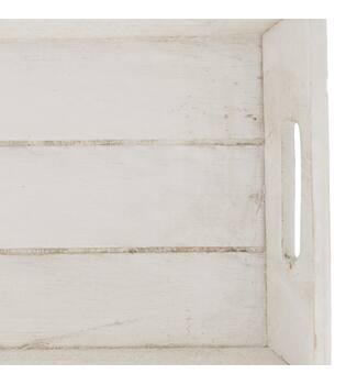 Tray rectangular fir wood with handle 48x20x3.5cm - White