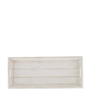 Tray rectangular fir wood with handle 48x20x3.5cm