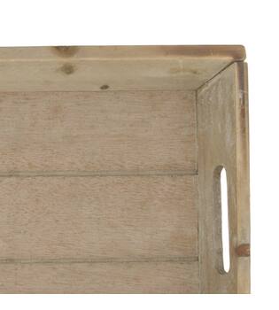 Tray rectangular fir wood with handle 48x20x3.5cm - Brown