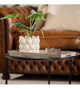 Tray rectangular fir wood with handle 48x20x3.5cm - Brown