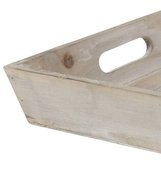Tray square fir wood with handle 28x28x4.5cm - Brown